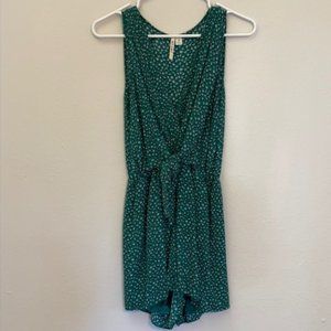 Francesca’s Tie Front Green Floral Romper